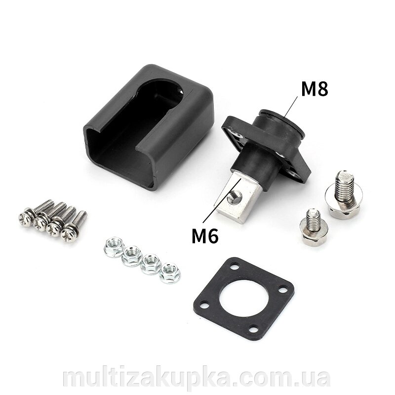 Корпусна прохідна клема М8-M6, 200A, 1000V, мідь, Black від компанії Mультізакупка - фото 1