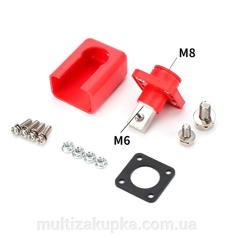 Корпусна прохідна клема М8-M6, 200A, 1000V, мідь, Red від компанії Mультізакупка - фото 1