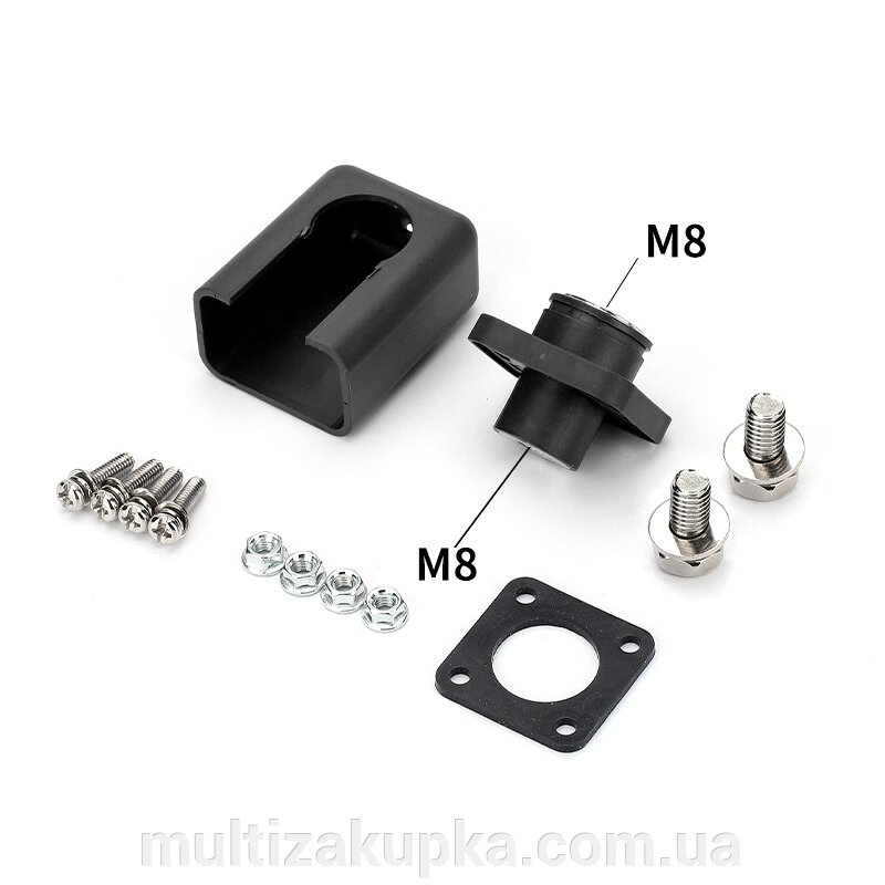 Корпусна прохідна клема М8-M8, 200A, 1000V, мідь, Black від компанії Mультізакупка - фото 1