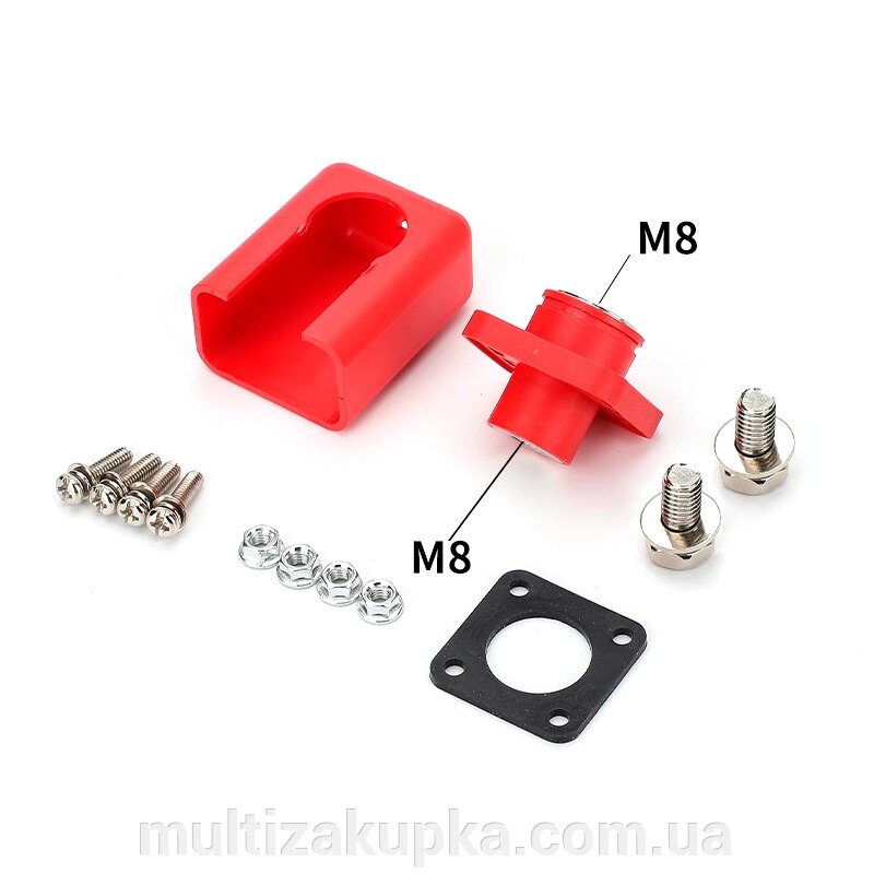 Корпусна прохідна клема М8-M8, 200A, 1000V, мідь, Red від компанії Mультізакупка - фото 1