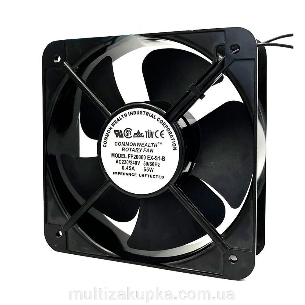 Кулер для охолодження серверних БП FP-20060EX-S1-B DC sleeve fan 2pin під паяння - 200*200*60мм, 220V/0,43A, 2600об/хв, від компанії Mультізакупка - фото 1