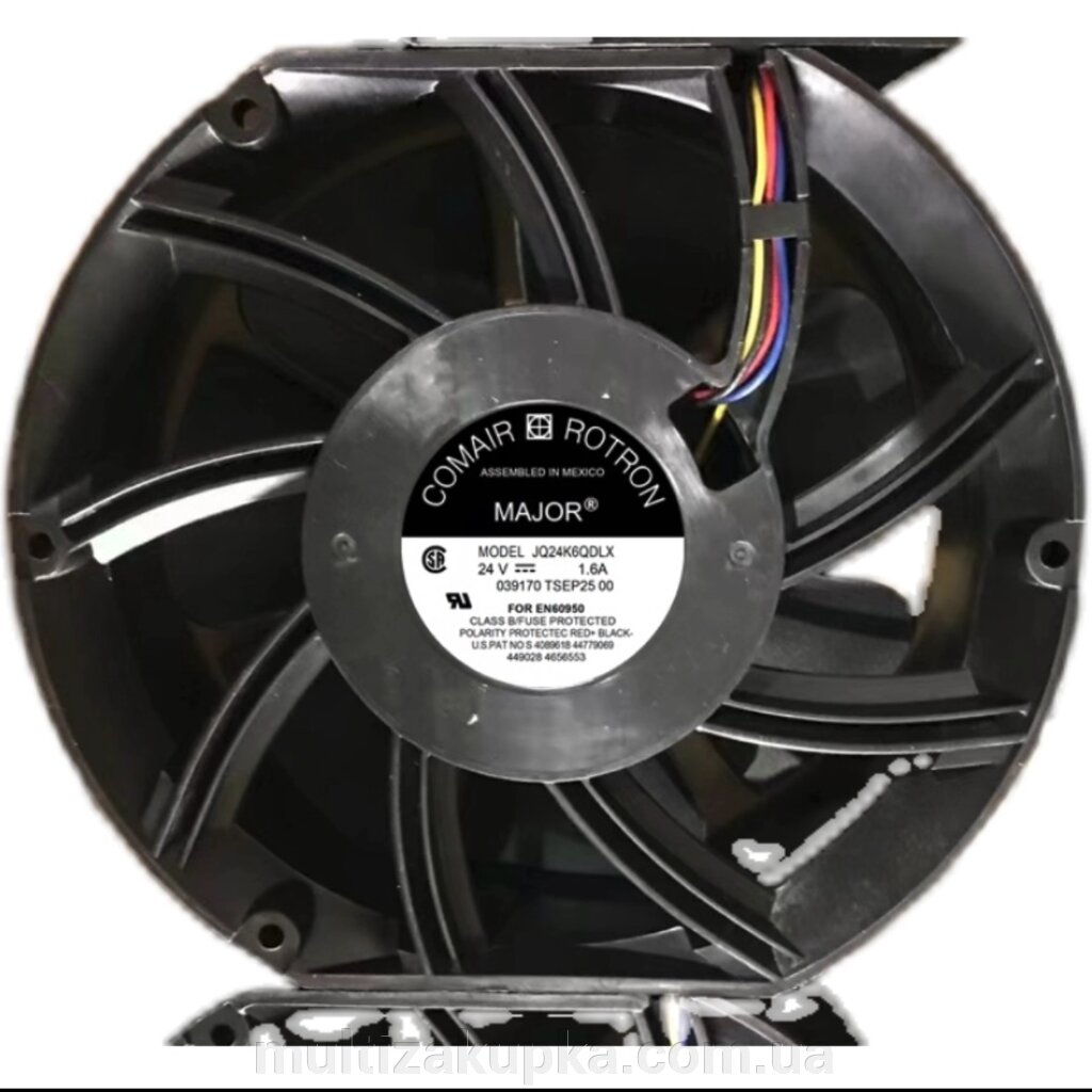 Кулер для охолодження серверних БП MAJOR Modrl JQ24K6QDLX DC sleeve fan 2pin під паяння - 150*150*25мм, 24V/1.6A, від компанії Mультізакупка - фото 1