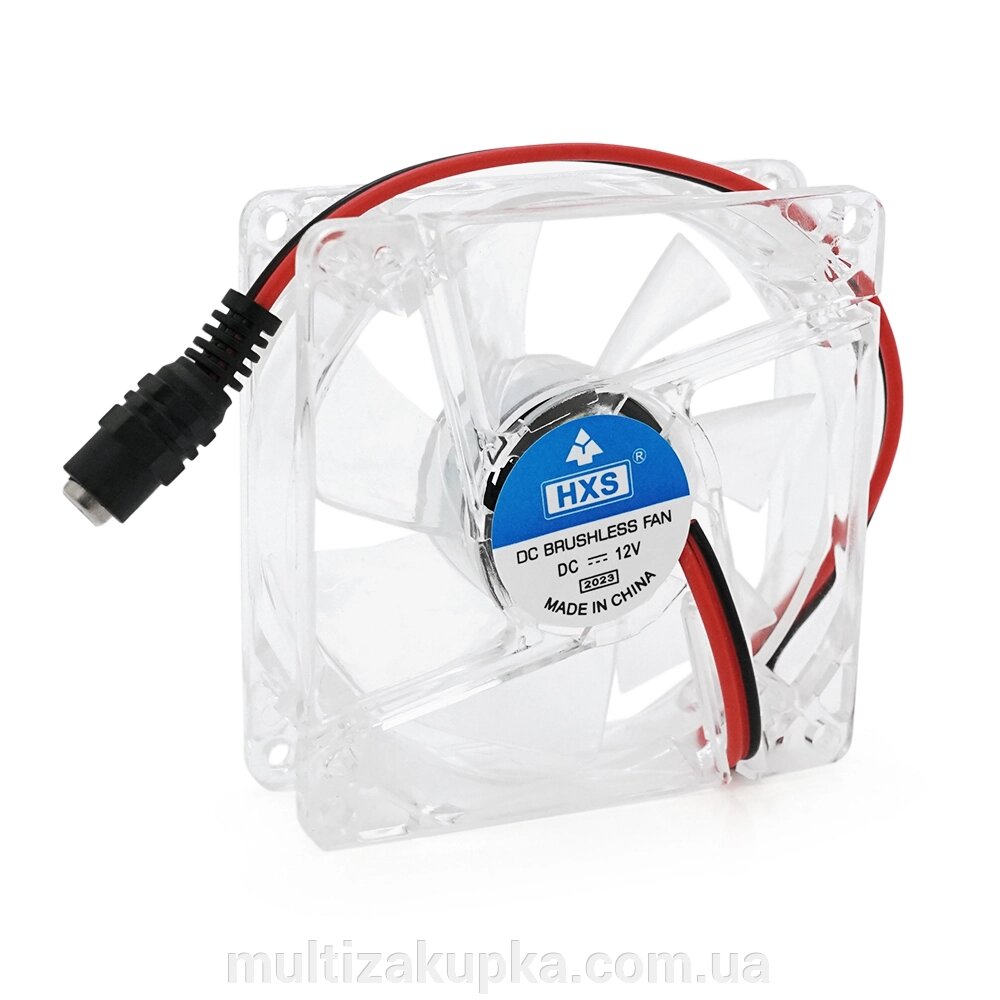 Кулер корпусних Merlion HXS 8025 прозорий DC sleeve fan 5,5*2,5 female - 80 * 80 * 25мм, 1900об / хв від компанії Mультізакупка - фото 1