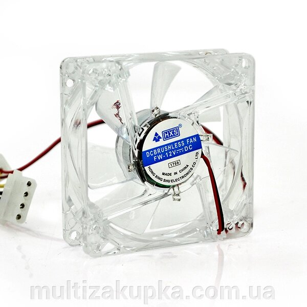 Кулер корпусних Merlion HXS 8025 прозорий DC sleeve fan Molex 4+4pin - 80 * 80 * 25мм, 1900об / хв від компанії Mультізакупка - фото 1