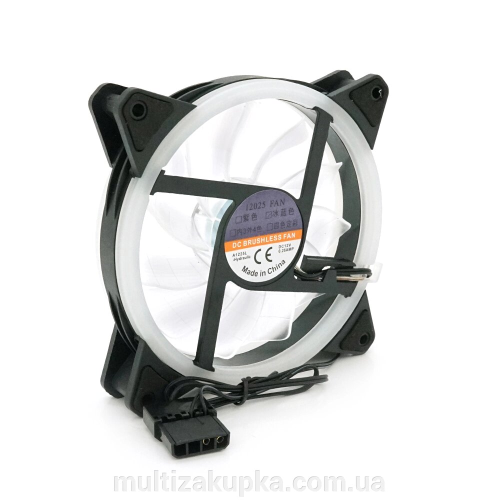 Кулер корпусний 12025 DC sleeve fan 4pin - 120 * 120 * 25мм, 12V, 1200об / хв, Ice-Blue, двосторонній від компанії Mультізакупка - фото 1