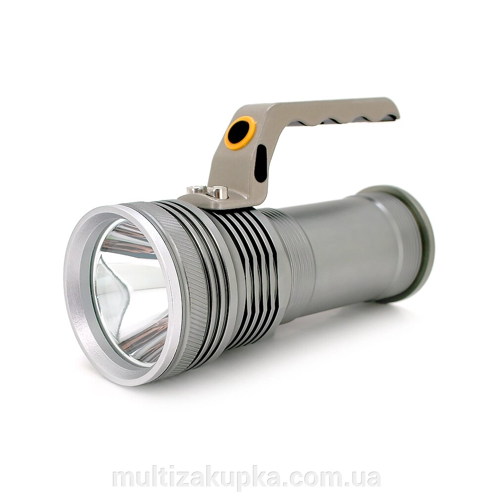 Ліхтар пошуковий GLH-3405, 1LED T6, 10W, 3 режими, 2*18650, Silver, IP40, СЗУ, перехідник, 150х65х95мм, BOX від компанії Mультізакупка - фото 1