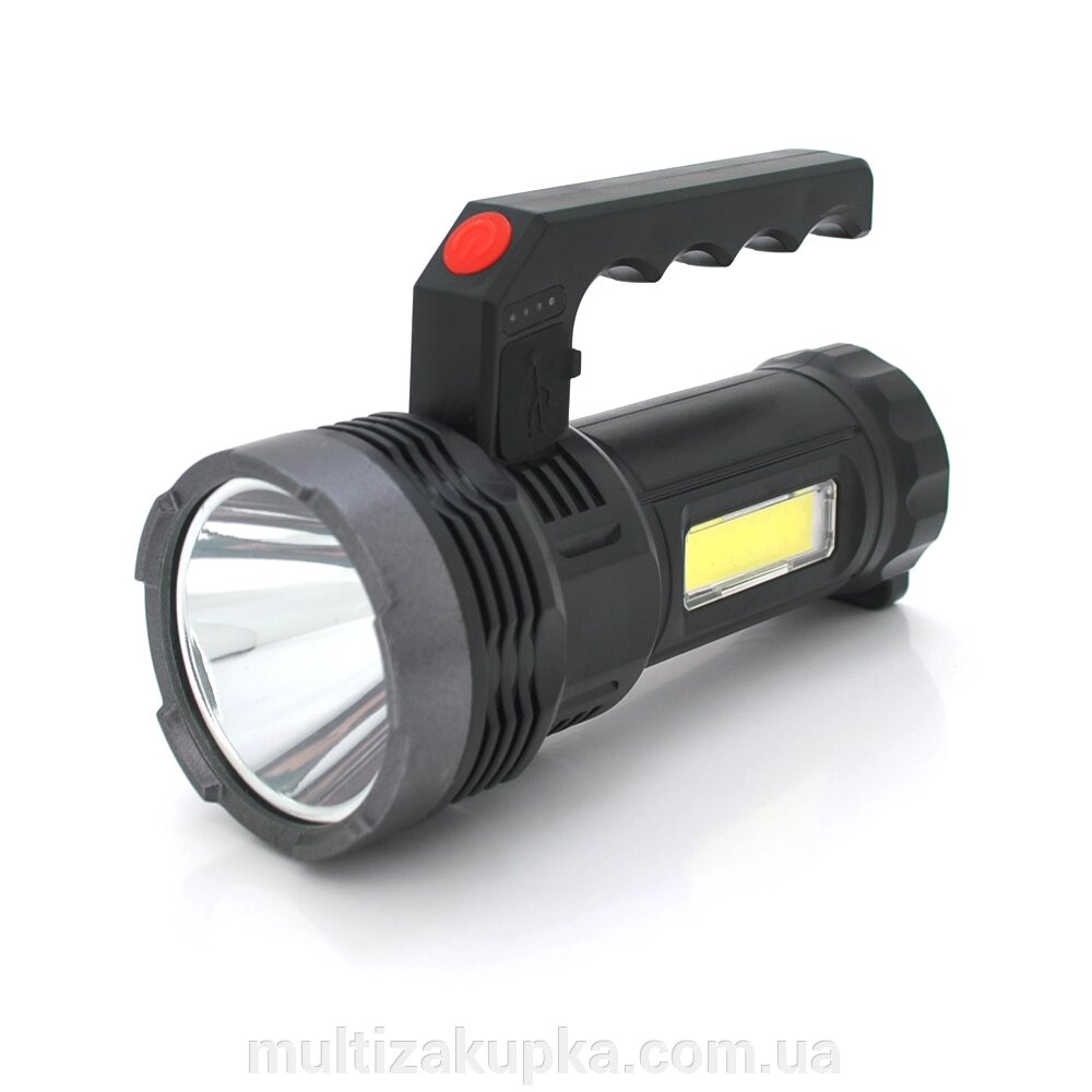 Ліхтар пошуковий USHL-828, 1LED T6+COB, 3W, 3+1 режими, 1200mah, Black, IP40, USB кабель+Solar, 150х60х90мм, BOX від компанії Mультізакупка - фото 1