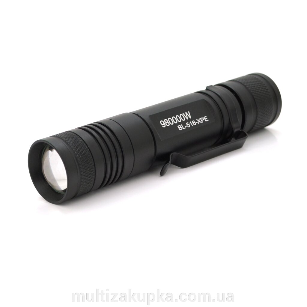 Ліхтар ручний BAILONG BL-516-XPE, 1LED Cree XPE, 10W, 3 режими, ZOOM, 18650 немає в комплекті, Black, IP44, СЗУ, від компанії Mультізакупка - фото 1