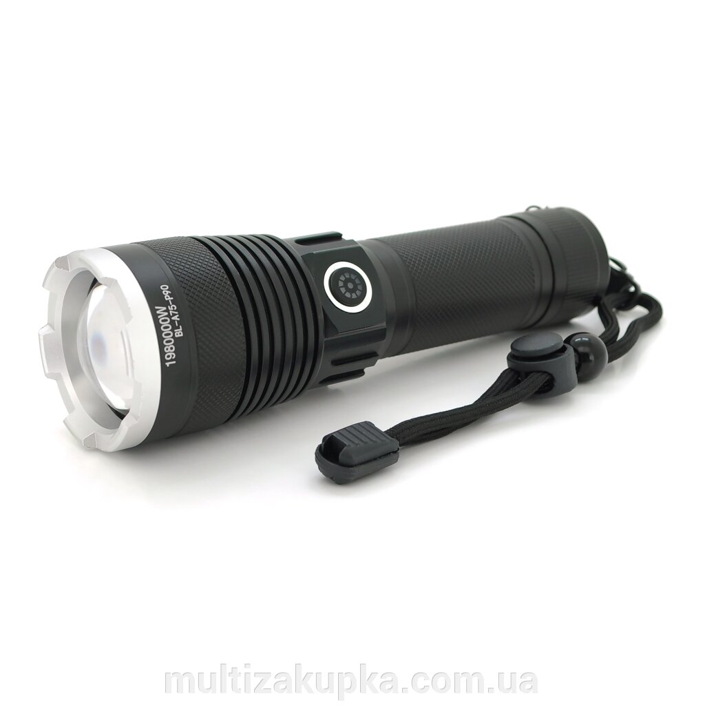 Ліхтар ручний Bailong BL-A75-P90, 1LED Cree XHP50.2, 19W, 5 режими, ZOOM,26650/6800mah/3xААА, Black, IP40, кабель від компанії Mультізакупка - фото 1