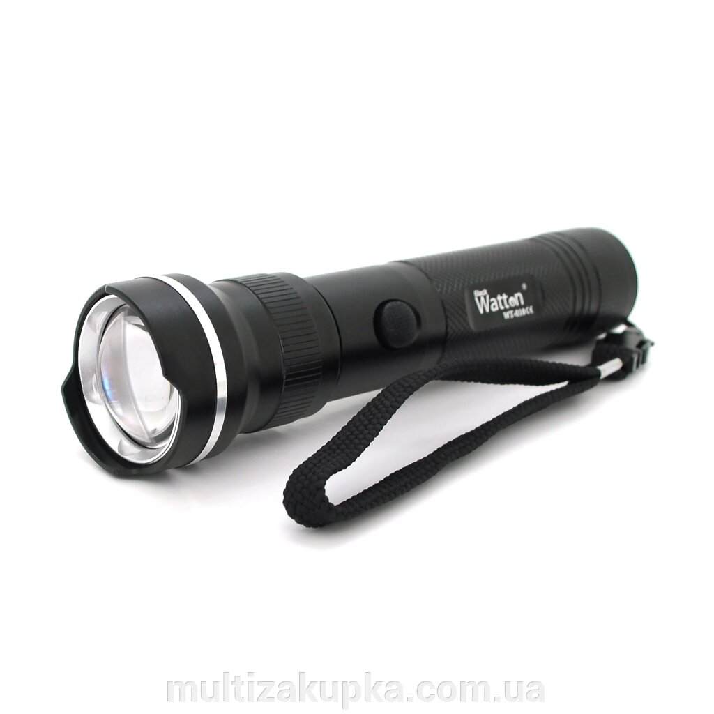 Ліхтар ручний Watton WT-010, 1LED CREE Q5, 3W, 5 режими, ZOOM,18650/3200mah, Black, IP40, СЗУ під 2 акб, 180х45х34мм, від компанії Mультізакупка - фото 1