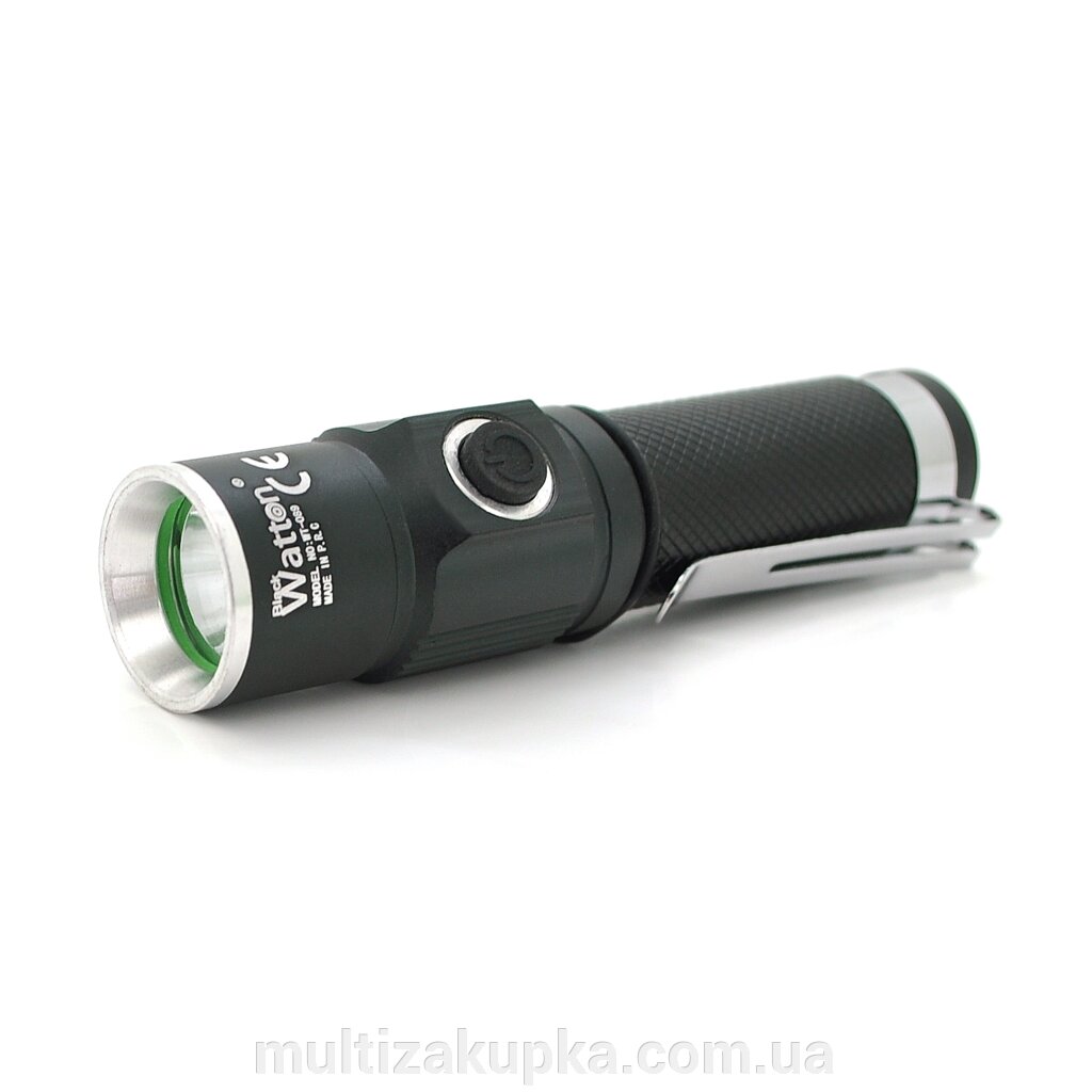 Ліхтар ручний Watton WT-089, 1LED CREE Q5, 3W, 3 режими, Black, IP40, СЗУ, 100х26х26мм, BOX від компанії Mультізакупка - фото 1