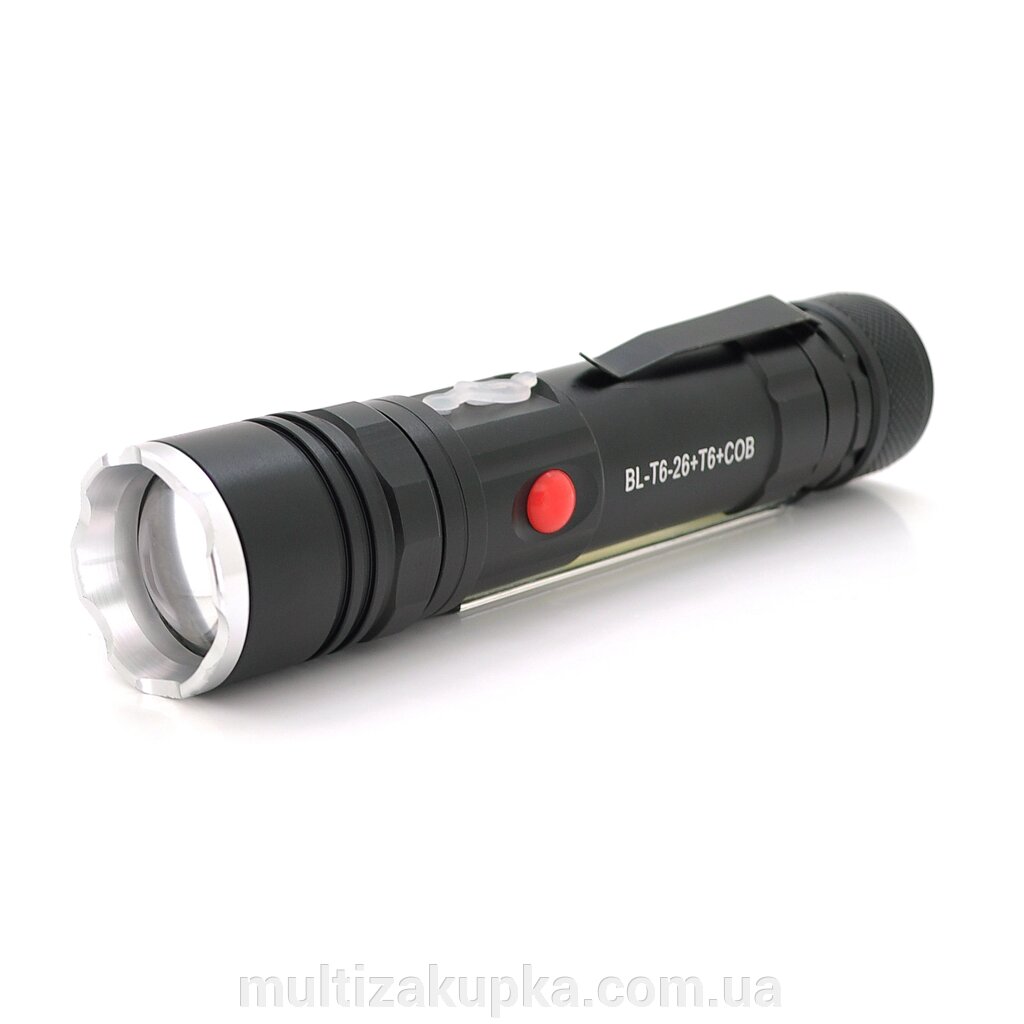 Ліхтарик Bailong BL-26+COB, Zoom, 3 режими, алюміній, компас, акум 18650, USB кабель, магніт, СЗУ, BOX від компанії Mультізакупка - фото 1