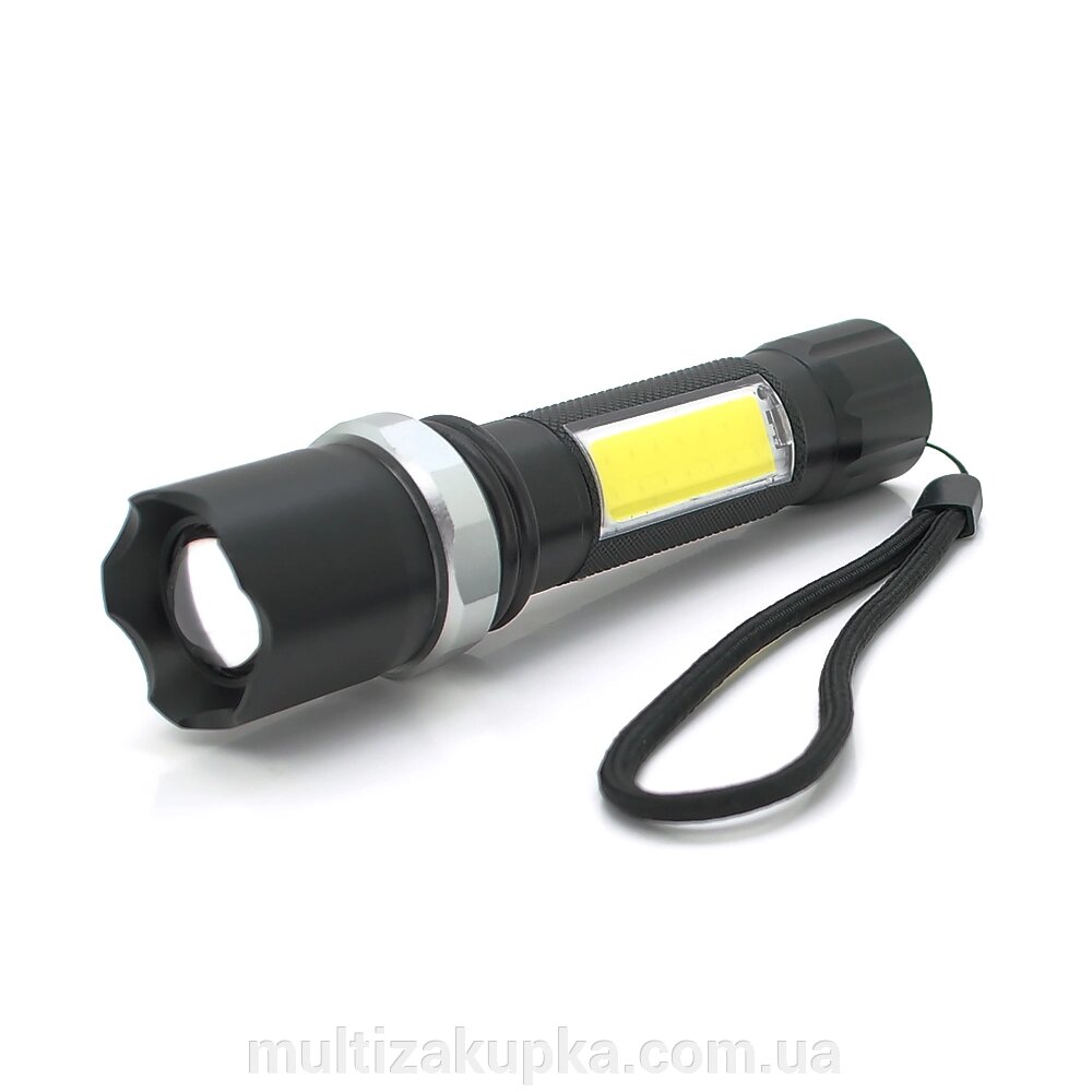 Ліхтарик ручний LATERNA M919, COB+ 3W XPE led, Zoom, 2+1 режим, корпус метал, вбудований аккум, USB кабель, IP40, від компанії Mультізакупка - фото 1