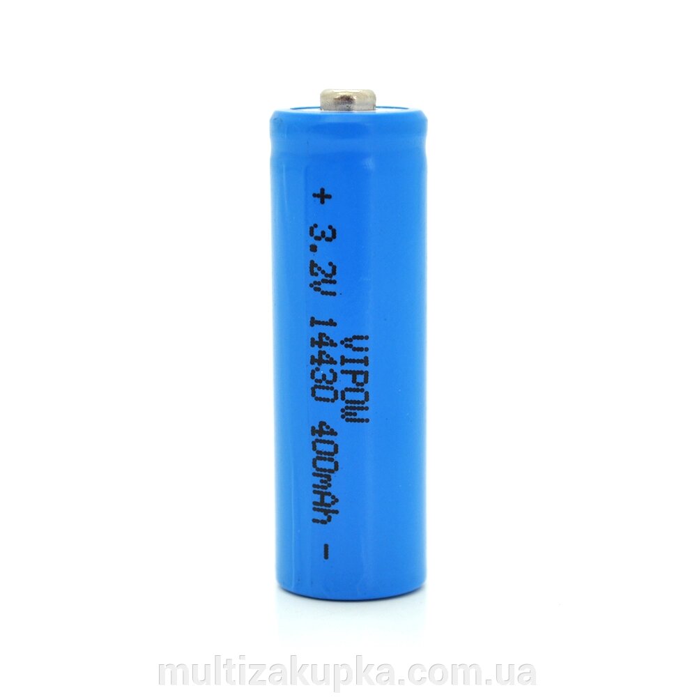 Літій-залізо-фосфатний акумулятор 14430 Lifepo4 Vipow IFR14430 TipTop, 400mAh, 3.2V, Blue Q50/500 від компанії Mультізакупка - фото 1