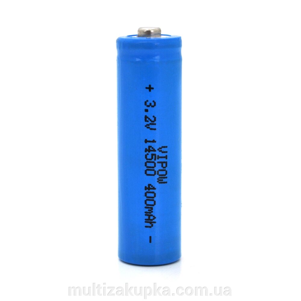 Літій-залізо-фосфатний акумулятор 14500 Lifepo4 Vipow IFR14500 TipTop, 400mAh, 3.2V, Blue Q50/500 від компанії Mультізакупка - фото 1