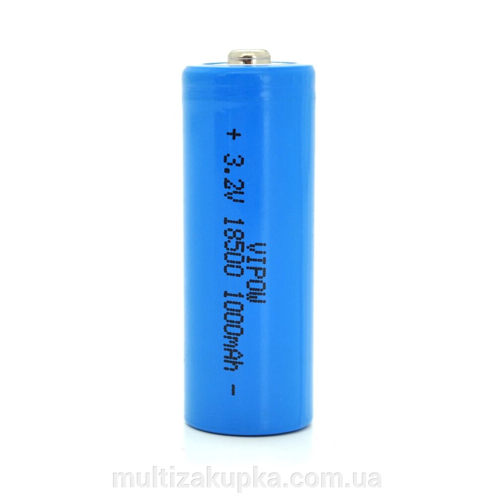 Літій-залізо-фосфатний акумулятор 18500 Lifepo4 Vipow IFR18500 TipTop, 1000mAh, 3.2V, Blue Q50/500 від компанії Mультізакупка - фото 1