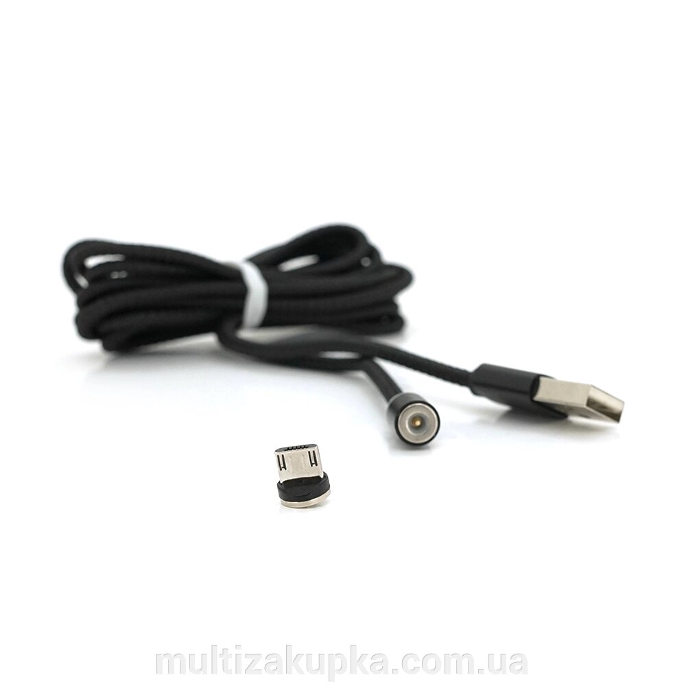 Магнітний кабель PiPo USB 2.0 / Micro, 2m, 2А, тканинна оплетка, броньований, знімач, Black, BOX від компанії Mультізакупка - фото 1