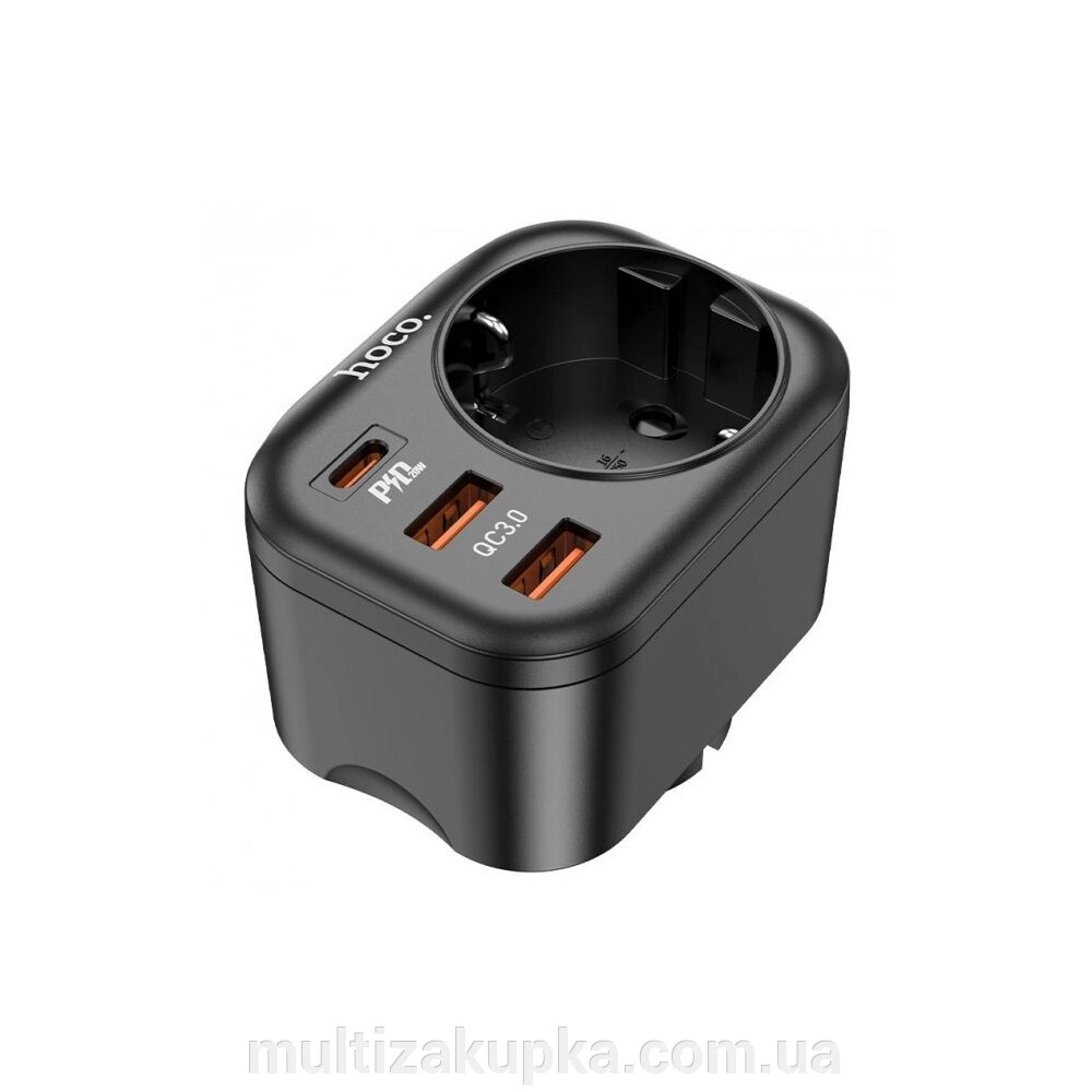 Мережевий фільтр HOCO NS3 на 4 розетки + 3 USB, 20W, 220В, Black від компанії Mультізакупка - фото 1