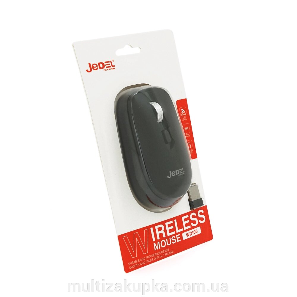 Миша бездротова JEDEL WD100, 1200-1600DPI, Black, 2.4GHZ+Bluetooth 5.0, Box від компанії Mультізакупка - фото 1