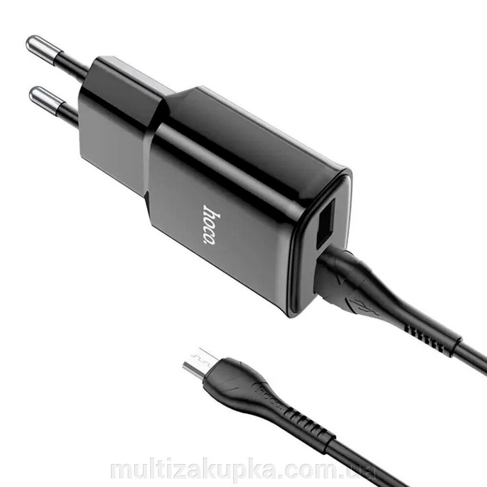 Набір СЗУ 110-240V HOCO C88A+ кабель Micro, 2xUSB, 2.4A, кабель 1м, Black, Box від компанії Mультізакупка - фото 1