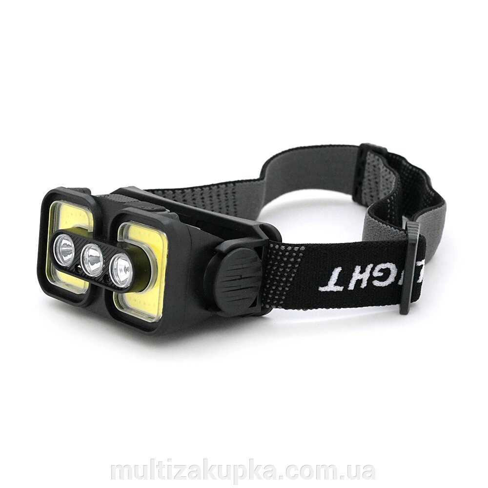 Налобний ліхтарик Voltronic K361,1 Cob, 3 Led+Red, 5 режими, корпус-пластик, водостійкий, ip44, живлення АКБ від компанії Mультізакупка - фото 1