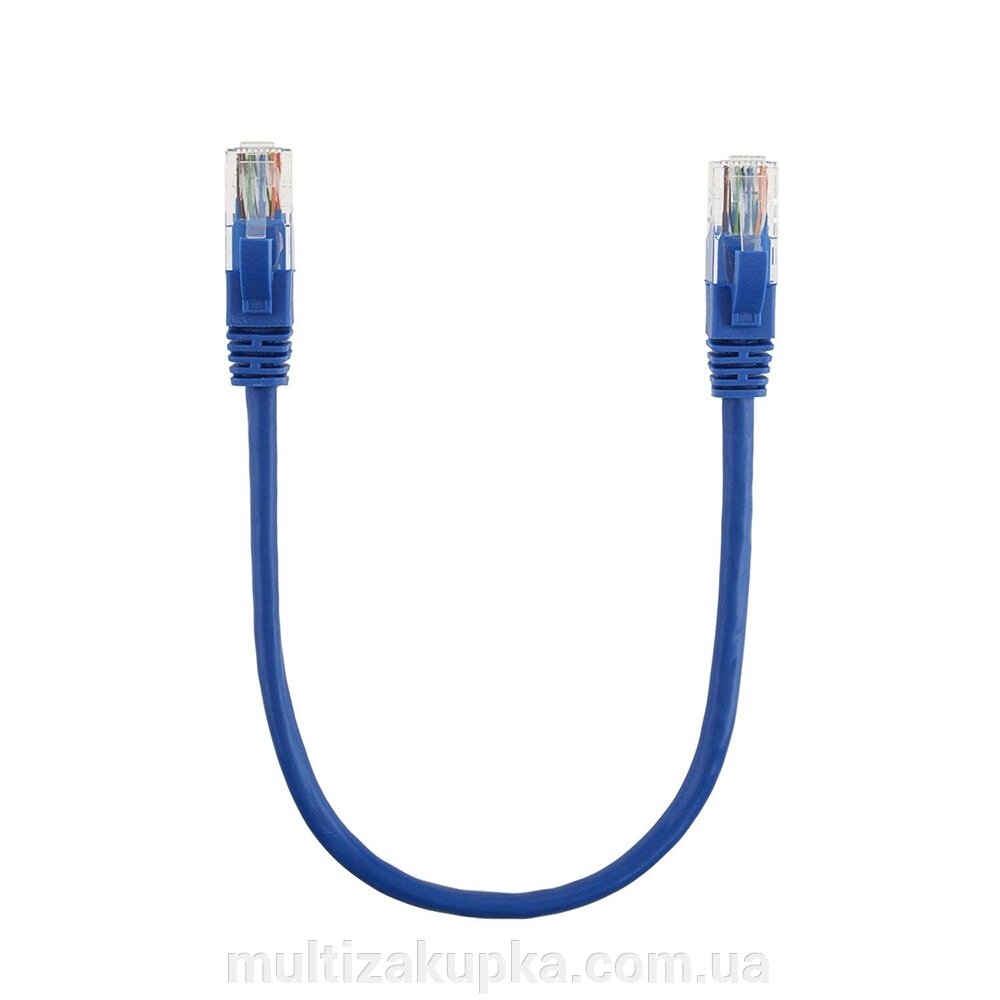 Патч-корд литий RITAR, CCA, UTP, RJ45, Cat. 5e, 0,3m, синій Q710 від компанії Mультізакупка - фото 1