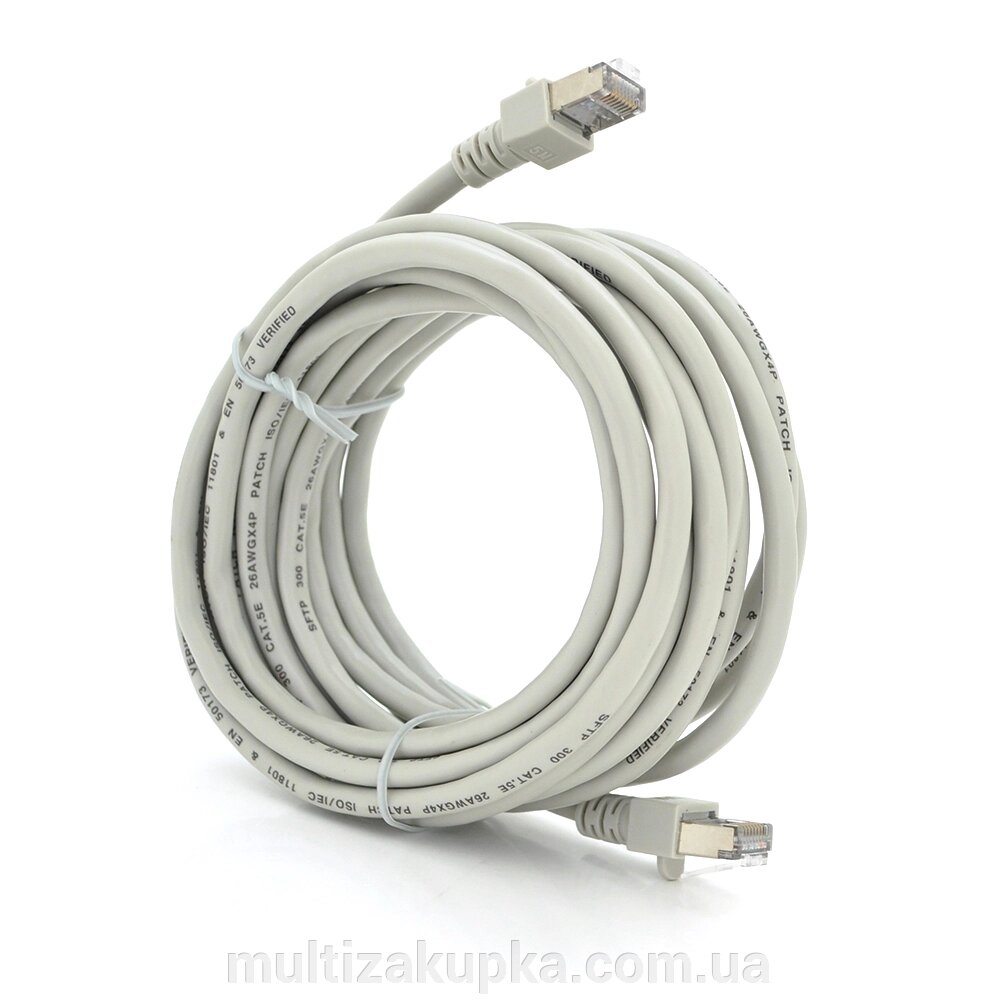 Патч-корд литий RITAR, FTP, RJ45, Cat. 5e, 5m, сірий, Cu (мідь) Q200 від компанії Mультізакупка - фото 1