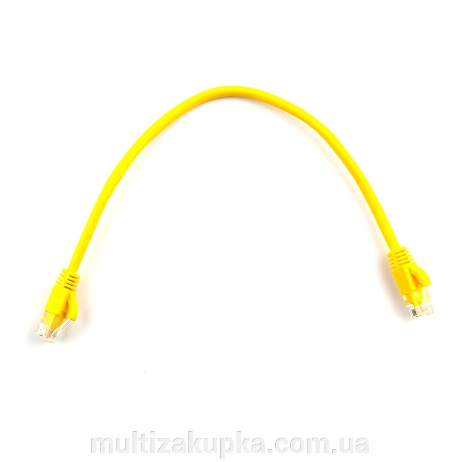 Патч-корд литий RITAR, UTP, RJ45, Cat. 5e, 0,25m, жовтий, Cu (мідь) від компанії Mультізакупка - фото 1