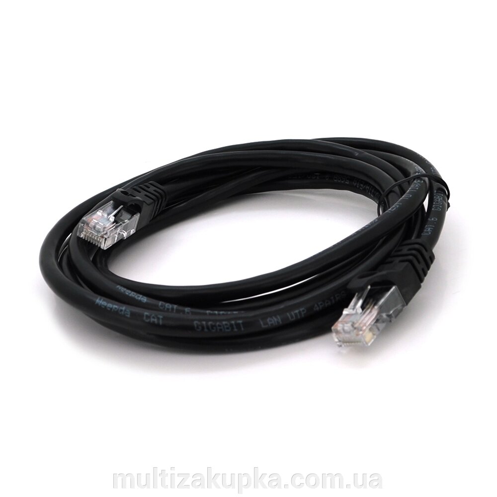 Патч-корд литий RITAR, UTP, RJ45, Cat. 6, 1m, чорний, Cu (мідь) від компанії Mультізакупка - фото 1