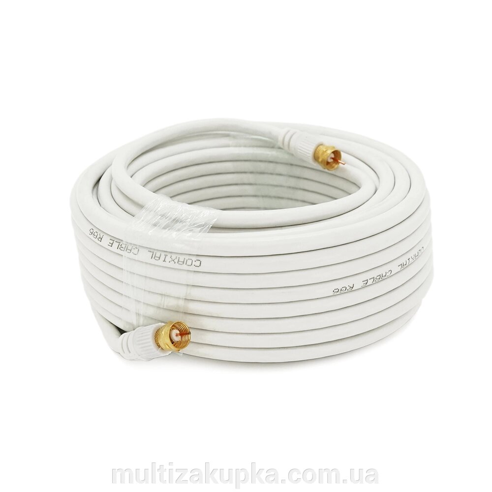 Патчкорд коаксіальний RG6 TV-50WH, gold connector RG59, 15m від компанії Mультізакупка - фото 1