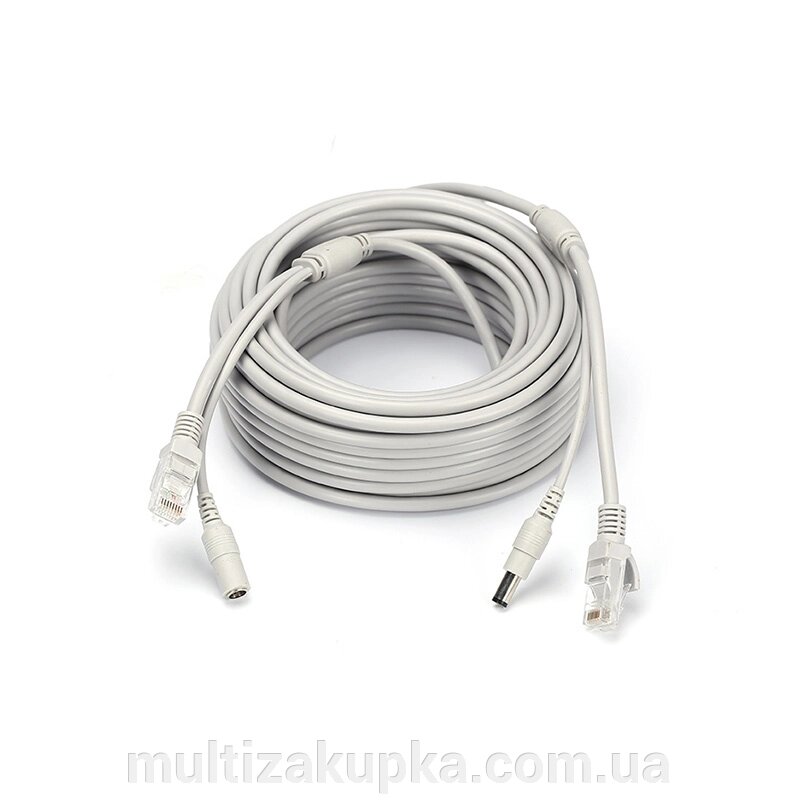 Патчкорд комбінований по кручений парі RJ-45 + DC 20m, сірий від компанії Mультізакупка - фото 1