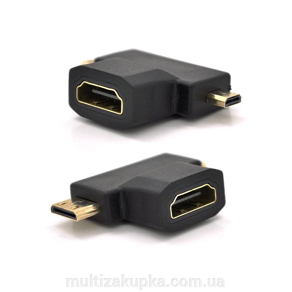 Перехідник mini HDMI (тато) -micro HDMI (тато) -HDMI (мама) від компанії Mультізакупка - фото 1