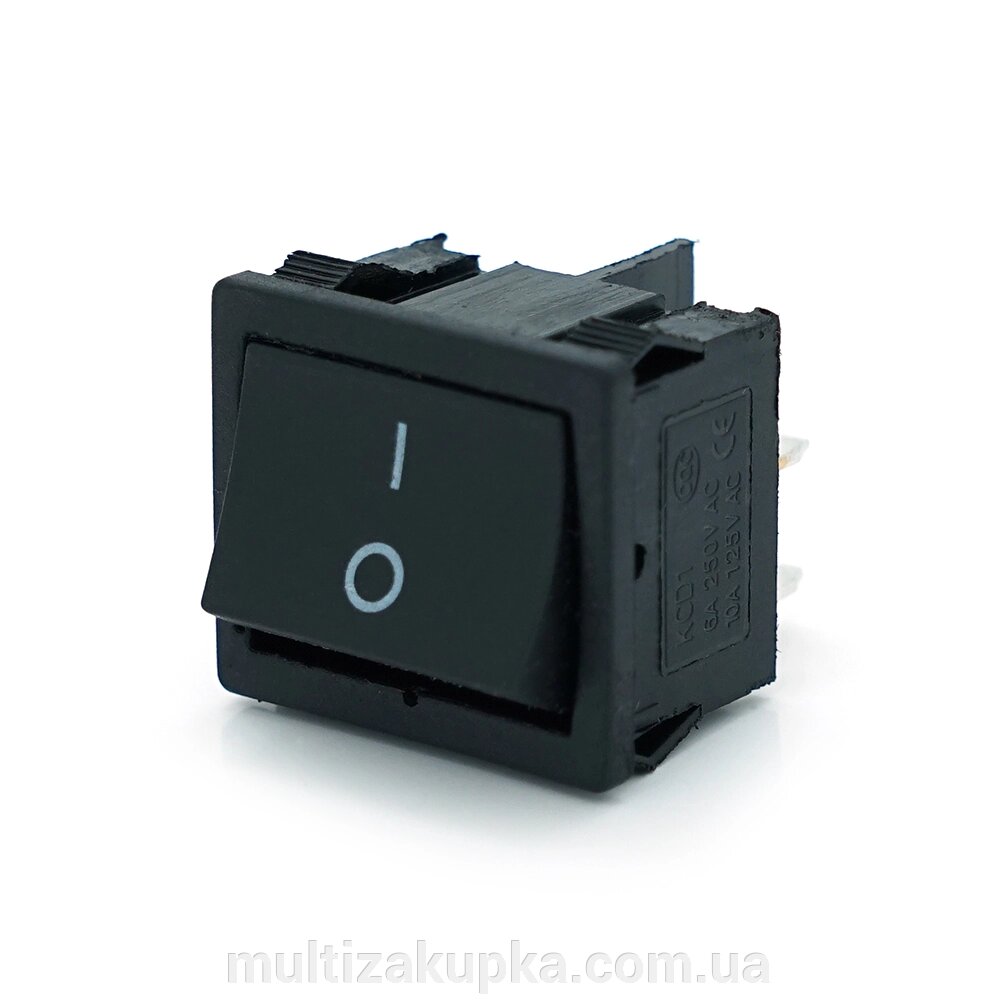 Перемикач ON-OFF KCD1-104, 250VAC/6A, 4 контакти, Black, Q100 від компанії Mультізакупка - фото 1