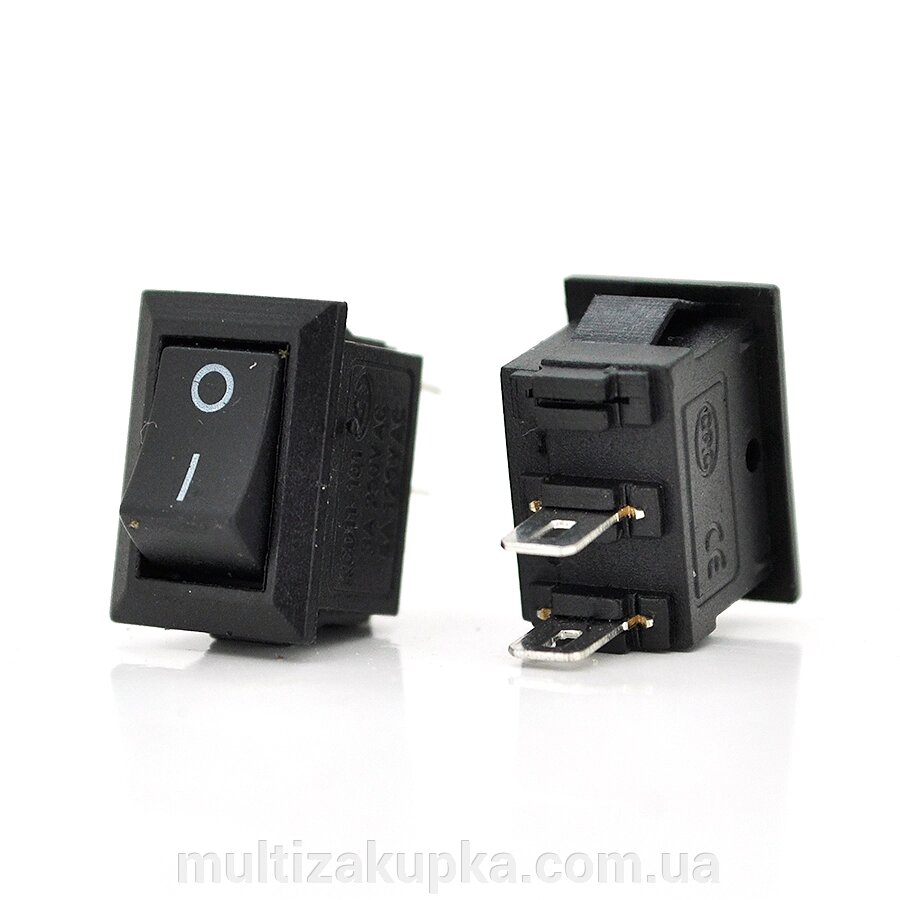 Перемикач ON-OFF KCD11-101 Small, 250VAC/3A, 2 контакти, Black, Q500 від компанії Mультізакупка - фото 1