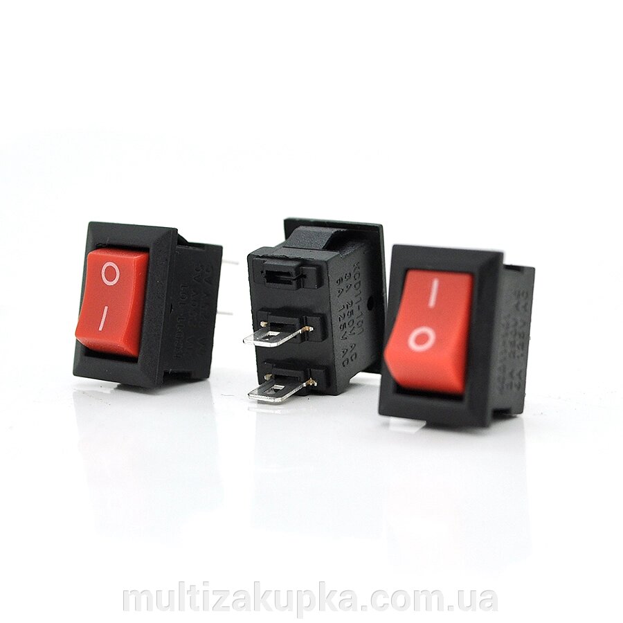 Перемикач ON-OFF KCD11-101 Small, 250VAC/3A, 2 контакти, Red, Q500 від компанії Mультізакупка - фото 1