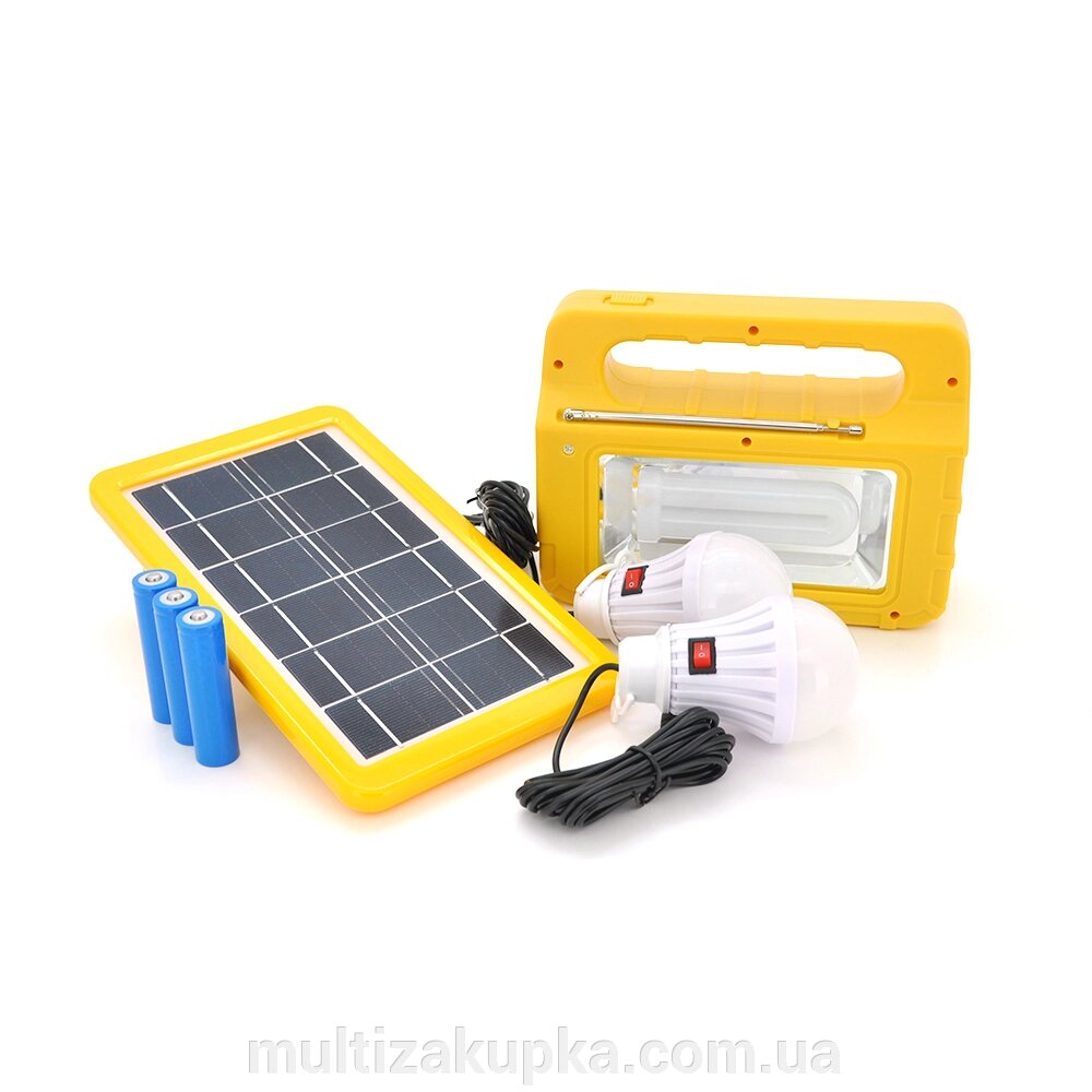 Переносний ліхтар RT908BT+Solar, 1+1 режим, Радіо+ Bluetooth колонка, вбудований акум, 3 лампочки 3W, USB вихід, від компанії Mультізакупка - фото 1