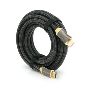 Кабель VEGGIEG HX-8 HDMI-HDMI 2K * 4K, 8.0m, v2,0, OD-8.0mm, круглий, обплетення, Black, коннектор Black-Gold, Box