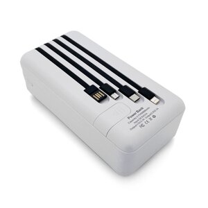 PowerBank Bix-50000mAh, Input: MicroUSB+Type-C, Output:4USB/Type-C/MicroUSB/Lightning, QC22.5W/PD20W, White