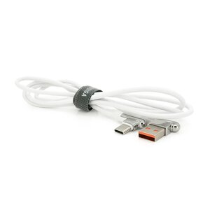 Кабель iKAKU KSC-125 ZIDAN zinc alloy charging data cable series for Type-C, White, довжина 1м, 3,2А, BOX