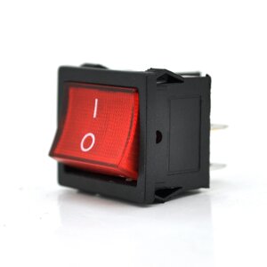 Перемикач ON-OFF KCD1-104, 250VAC/6A, 4 контакти, RED, Q100