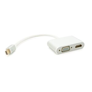 Конвертер mini Display Port ( тато ) на HDMI/VGA ( мама ) 30cm, Silver, 4K/2K, Пакет