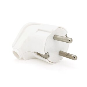 Вилка з заземленням кутова, 16A 250V A105, White, Q24