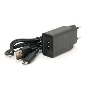 Набір BOROFONE BA68A СЗУ 1xUSB+ кабель Micro, 2.1A, 1м, Black, Blister-box