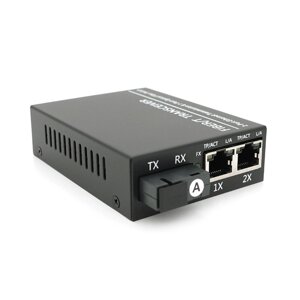 2х портовий медіаконвертор ONV-0110S-SCX-S2-A, 2*100М RJ45 + 1*SC порт (1310/1550nm, 20km)