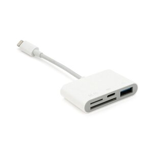 Перехідник JH-0512 Lighting (M) => Lighting (F)/USB3.0/micro SD/Type C, White, Box