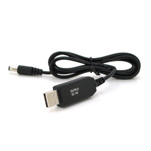 Кабель для роутера 5.5/2.5(5.5/2.1) mm (M)=> USB2.0 (Out:9V), 1м, Black, OEM