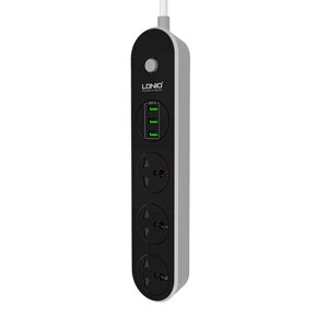 Мережевий фільтр LDNIO SC3301, 3 Розетки + 3 USB, 1.6 м, перетин 3х0,75мм, Black, Box