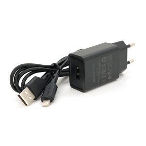 Набір BOROFONE BA68A СЗУ 1xUSB+ кабель iPhone, 2.1A, 1м, Black, Blister-box