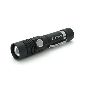 Ліхтар ручний BAILONG BL-8518-T6, 1LED Cree XM-L T6, 10W, 3 режими, ZOOM, 18650 немає в комплекті, Black, IP40,