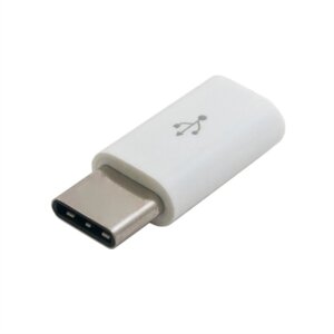 Перехідник microUSB (F) => Type-C (M), White, OEM